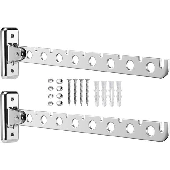 Coavas - 2Pcs Porte Cintre Mural Étendoir Mural Sechoir Linge Cintre Mural Support de Séchage Rotation 90° Porte-Vêtements Pliable Mural avec Vis et