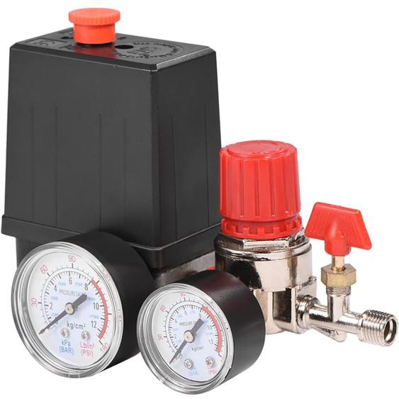 Pressostat Compresseur dair, Compresseur dair 12 bar, Pression du Pressostat avec manomètres pour régulateur de soupape de commande de commutateur