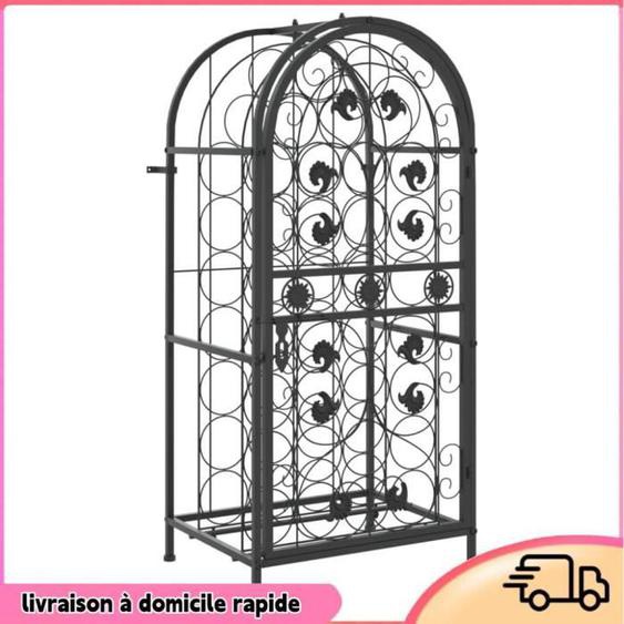 Cocosity Casier à bouteilles 33 bouteilles noir 45x36x100 cm fer forgé - 7894202823436