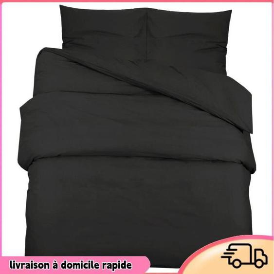 Cocosity Ensemble de housse de couette Noir 200x220 cm Microfibre légère - 7894202887582
