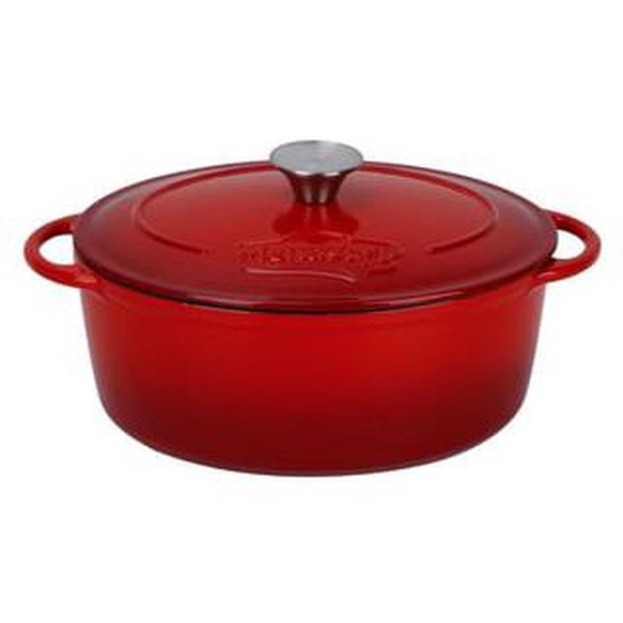 Cocotte colette ovale 4l 27x21cm en fonte emaille rouge