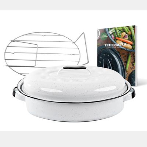 Cocotte en acier émaillé + grille + livre de recette, Roaster