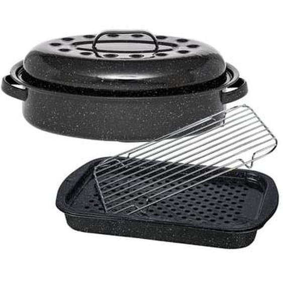 Cocotte ovale en acier émaillé + Plat à four