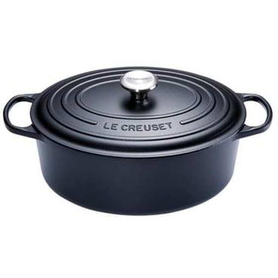 Cocotte ovale fonte émaillée noire 35 cm