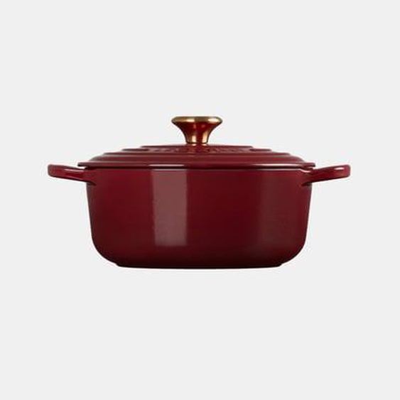Cocotte ronde Ø20 cm  bouton doré - Fonte émaillée - Signature - Rhône