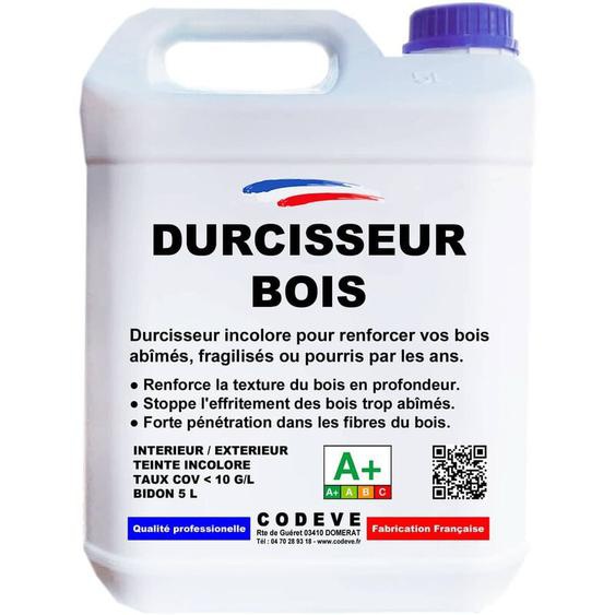 Codève Bois - Durcisseur Bois - 5 l - Codeve Bois - Pour Le Durcissement Dun Bois Vermoulu, Friable, Ramolli Ou Pourri.