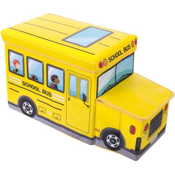 Coffre à jouets - BIECO - Bus Jaune - Rangement Autonome - Banc