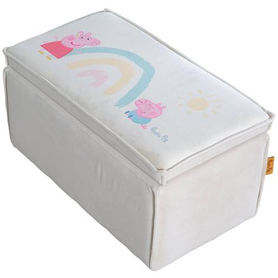 Coffre À Jouets En Bois Et Velours - Banc De Rangement Pour Enfant Peppa Pig Beige - Peppa Pig