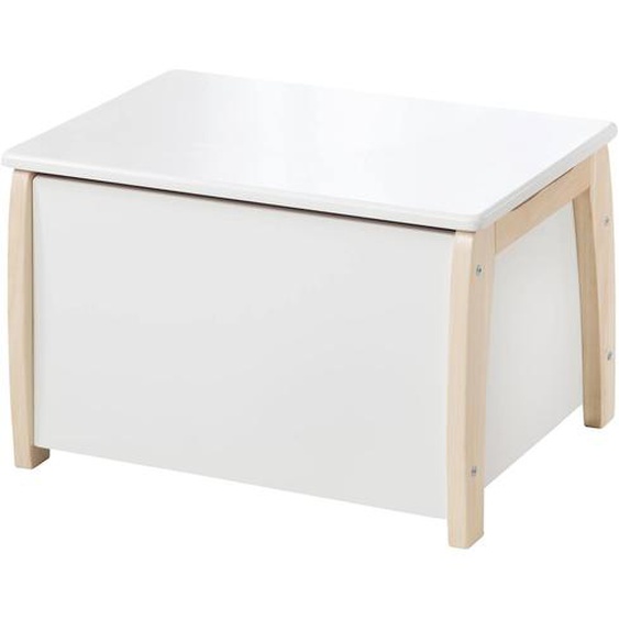 Coffre À Jouets En Bois Massif - Banc Avec Rangement Et Fermeture Amortie Blanc - Naturel