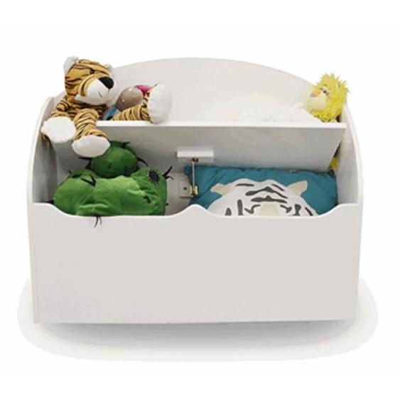 Coffre à jouets en bois - PEGANE - Blanc - Enfant - 69,5 x 55,5 x 29,5 cm
