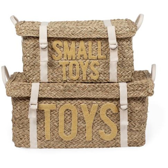 Coffre À Jouets En Rotin 2 Pièces Marron