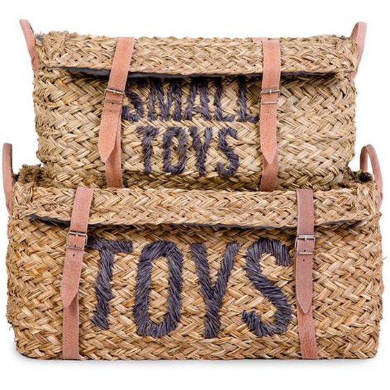 Coffre À Jouets En Rotin 2 Pièces Marron