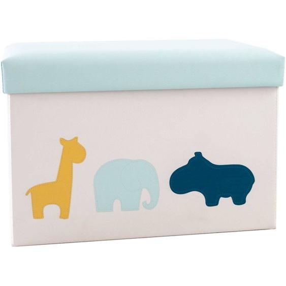 Coffre À Jouets En Tissu Et Pouf Zanimo Bleu, Jaune, Blanc