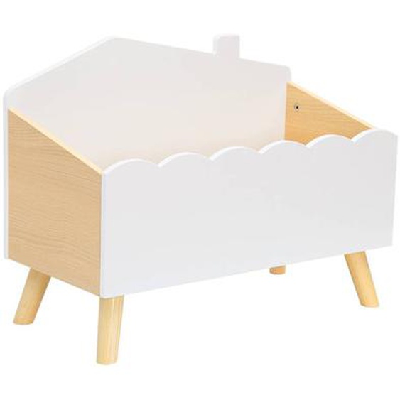 Coffre À Jouets Enfant Effet Bois Azur Blanc
