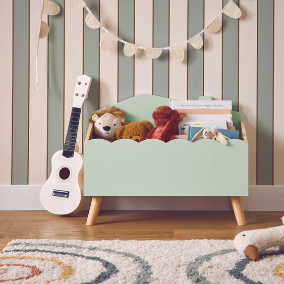Coffre À Jouets Enfant Effet Bois Azur Vert