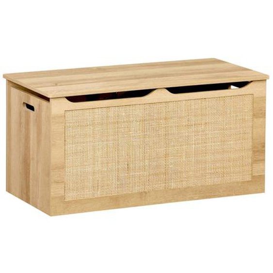 Coffre À Jouets Enfant Effet Bois Et Cannage Bohème Naturel