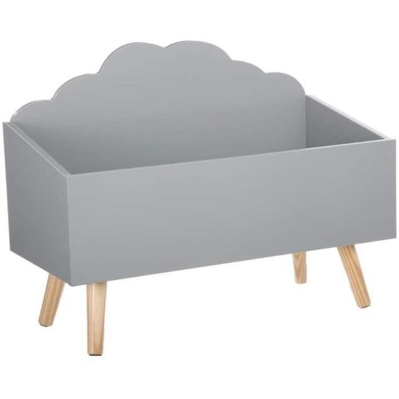 Coffre à jouets Meuble de rangement - Forme Nuage - Coloris GRIS A4 - Atmosphera