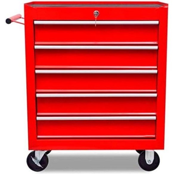Coffre à outils à 5 tiroirs, rouge, 22 kg