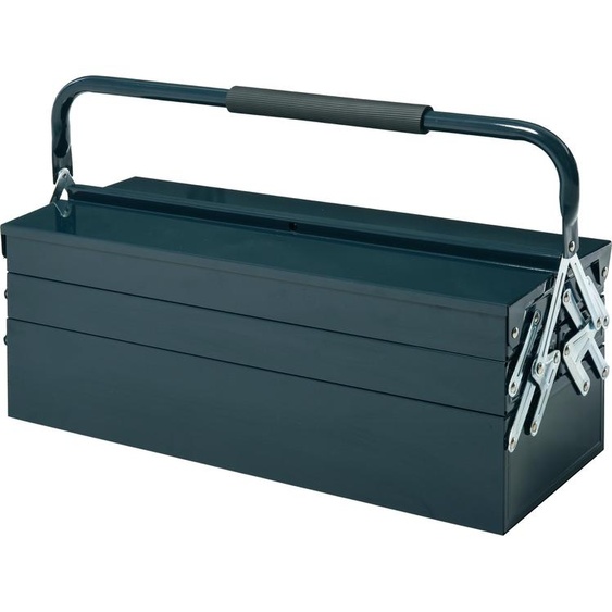 Coffre à outils Fortuna Lai à charnières avec 5 compartiments, vert foncé, en acier, 57 x 21 x 41 cm, pour lartisanat et les réparations