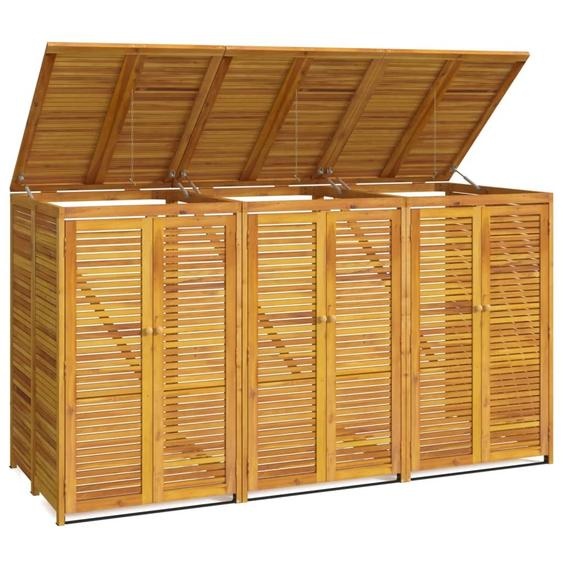 Abri à poubelle triple 210x89x117 cm bois massif dacacia