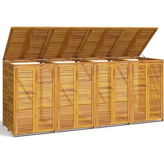 Abri à poubelle quadruple 280x89x117 cm bois massif dacacia