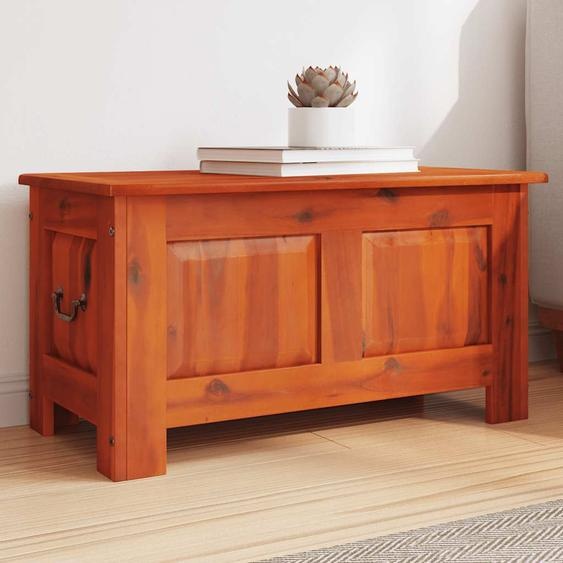 Coffre de rangement avec couvercle marron bois massif dacacia