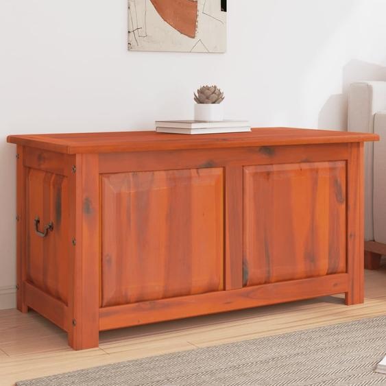 Coffre de rangement avec couvercle marron bois massif dacacia