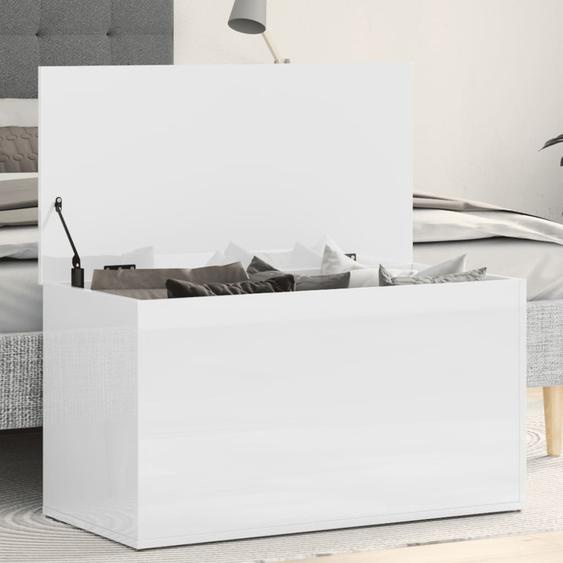 Coffre de rangement Blanc brillant 84x42x46cm Bois dingénierie
