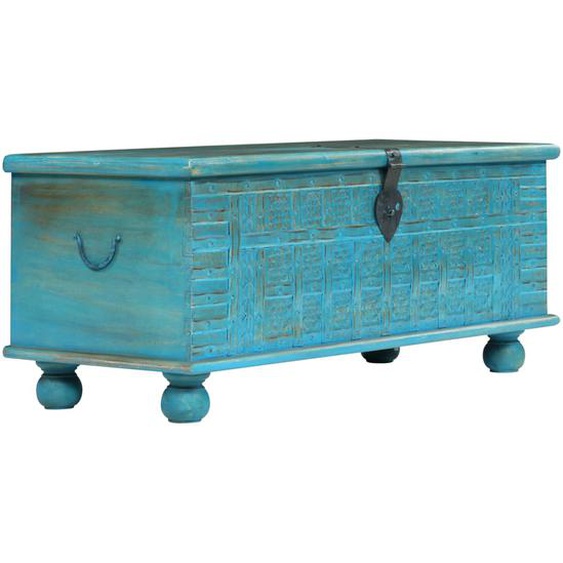 Coffre de rangement Bois de manguier massif 100x40x41 cm Bleu