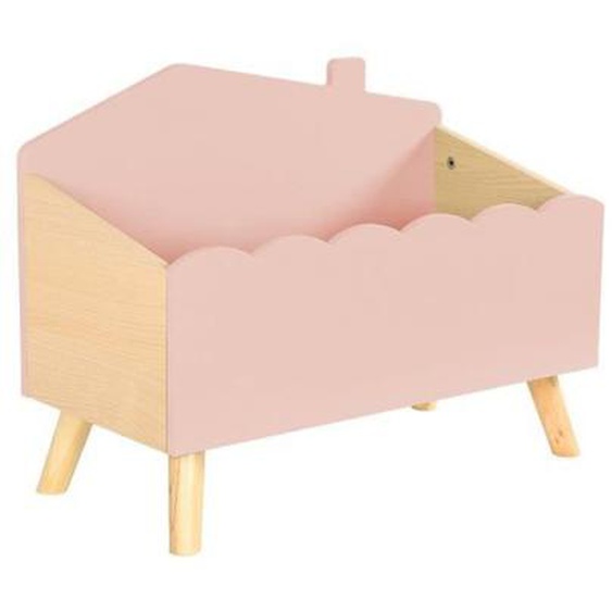Coffre de rangement enfant. ouvert. rose