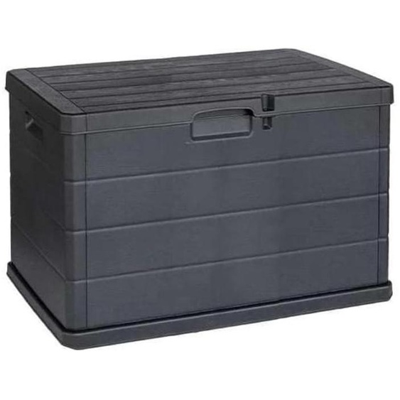 Coffre de rangement extérieur 170L - Coffre de Jardin Anthracite dimensions 78L x 55l x 52H cm - Résine - Poignées de transport