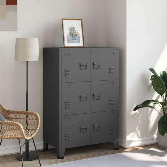 Coffre de rangement industriel Anthracite 75x40x115 cm Métal