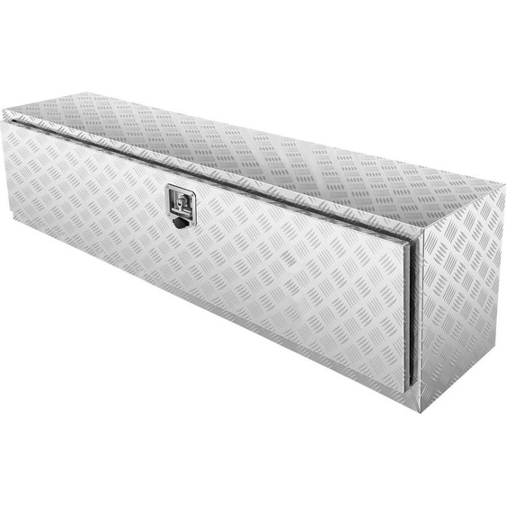 Coffre de rangement pour camion, 60×17×18 Coffre de rangement pour pick-up, coffre à outils robuste en aluminium diamanté avec serrure et clés, coffre de rangement étanche pour remorque avec loquet à poignée en T pour camion, fourgon, remorque
