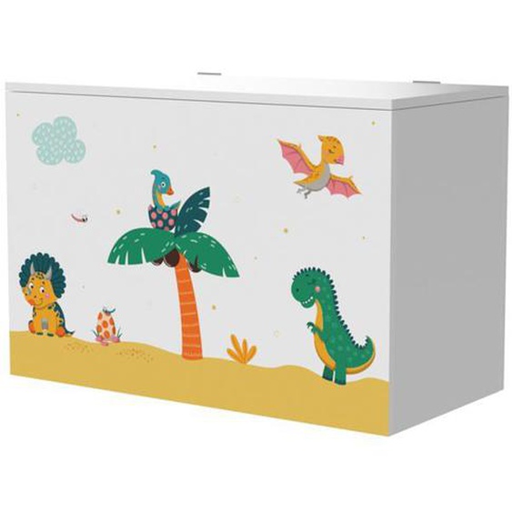 Coffre de rangement pour enfant 40 x 60 x 30 cm blanc / vert / jaune