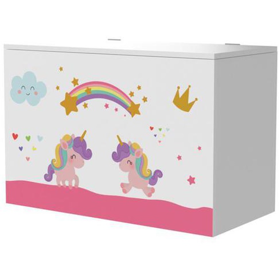 Coffre de rangement pour enfant 40 x 60 x 30 cm blanc / violet / rose