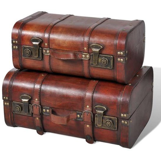 Coffre de rangement vintage Bois Marron 2 pcs