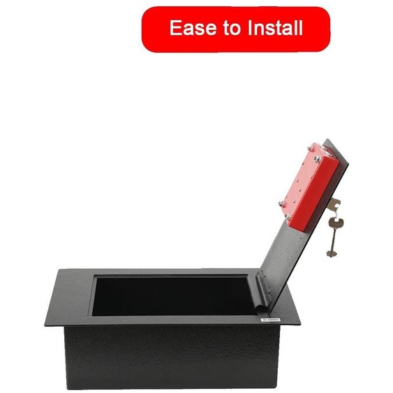 Coffre-fort à encastrer dans le sol, en acier robuste, dimensions : 39,6 cm x 21 cm x 13 cm, mécanisme douverture à clé, épaisseur de la paroi : 3 mm, conception anti-effraction