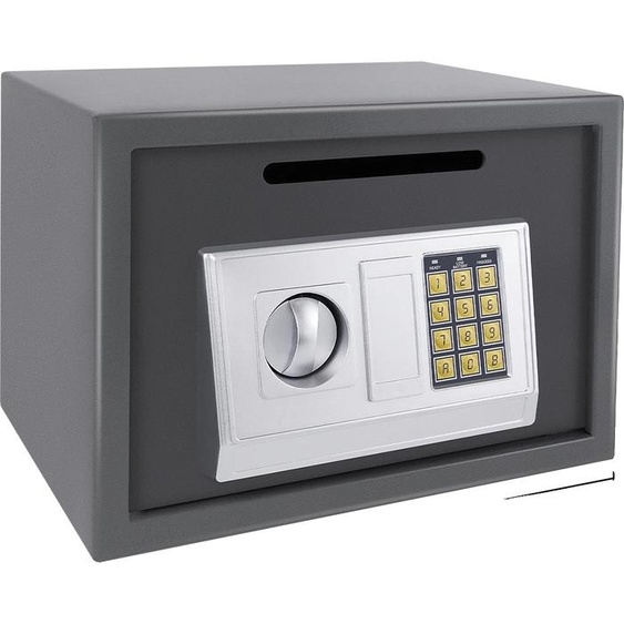 Coffre-fort de sécurité, construction solide en acier, double système de verrouillage, GRIS 16L