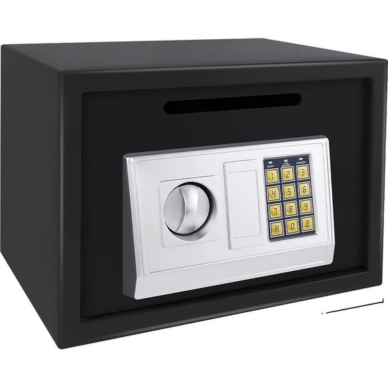 Coffre-fort de sécurité, construction solide en acier, double système de verrouillage, NOIR 16L