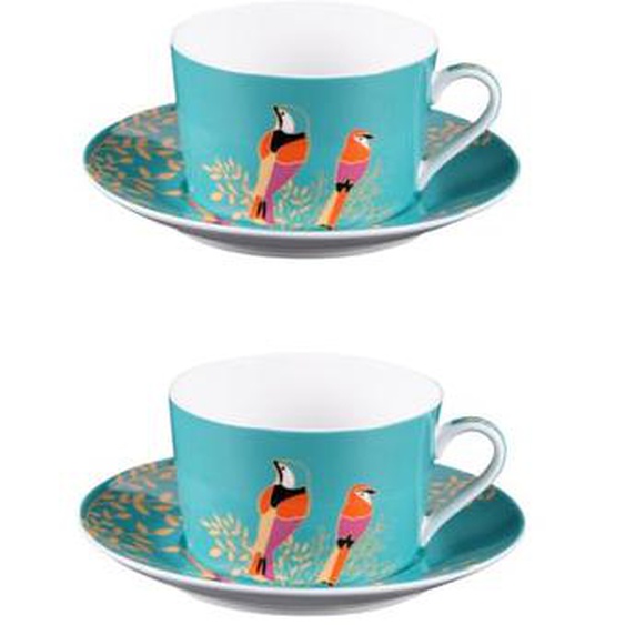 Coffret  déjeuners Paraiso et sous tasses assorties  cl