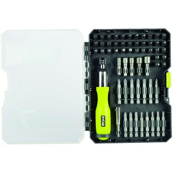 Coffret 59 accessoires vissage-boulonnage avec tournevis à cliquet