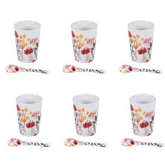 Coffret 6 gobelets et cuillères Flor
