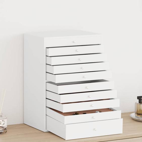 Coffret à bijoux 10 niveaux avec porte-montres Blanc 29 x 20,5 x 40,5 cm
