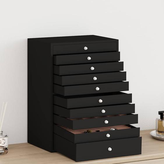 Coffret à bijoux 10 niveaux avec supports pour montres Noir 29 x 20,5 x 40,5 cm