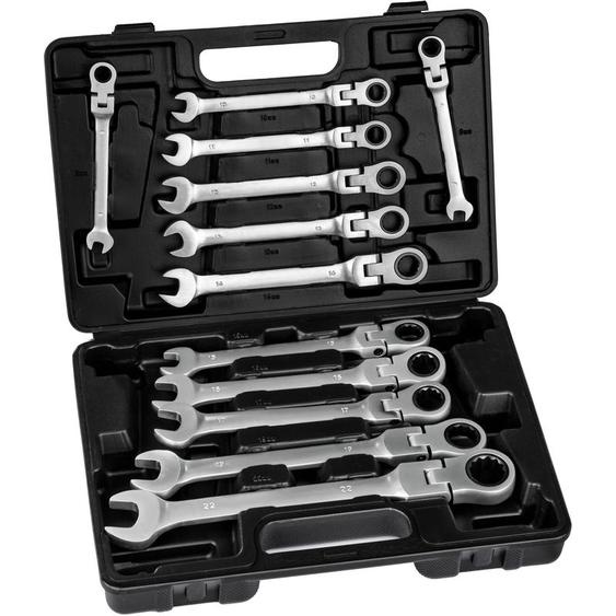 Tectake - Coffret à Outils Jeu de clés à cliquet 12 pièces pour un travail précis
