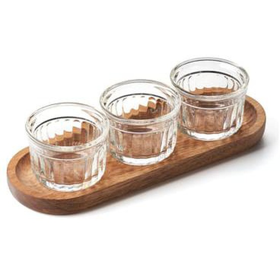 Coffret apéro 3 verrines 10 cl+plateau bois
