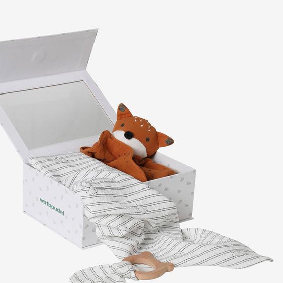 Coffret cadeau 3 pièces : lange + doudou personnalisable + hochet fleurettes