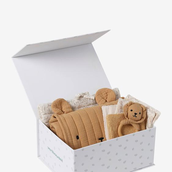 Coffret cadeau naissance 8 pièces : 1 hochet, 1 tapis à langer nomade, 5 lingettes, 1 pochette babylone