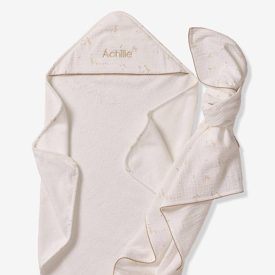 Coffret cape de bain et lange écru