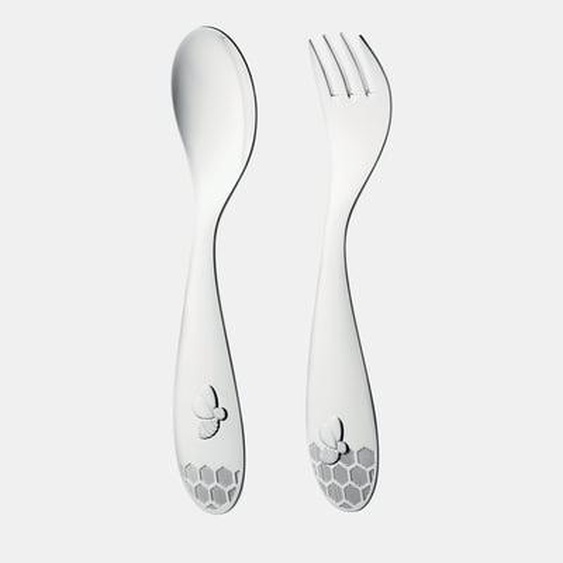 Coffret de 2 couverts enfant en métal argenté - BEEBEE
